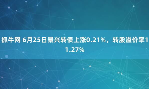 抓牛网 6月25日景兴转债上涨0.21%，转股溢价率11.27%